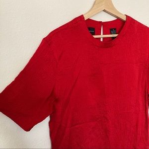 August Silk 100% Silk Blouse Red Shirt Half Sleeve